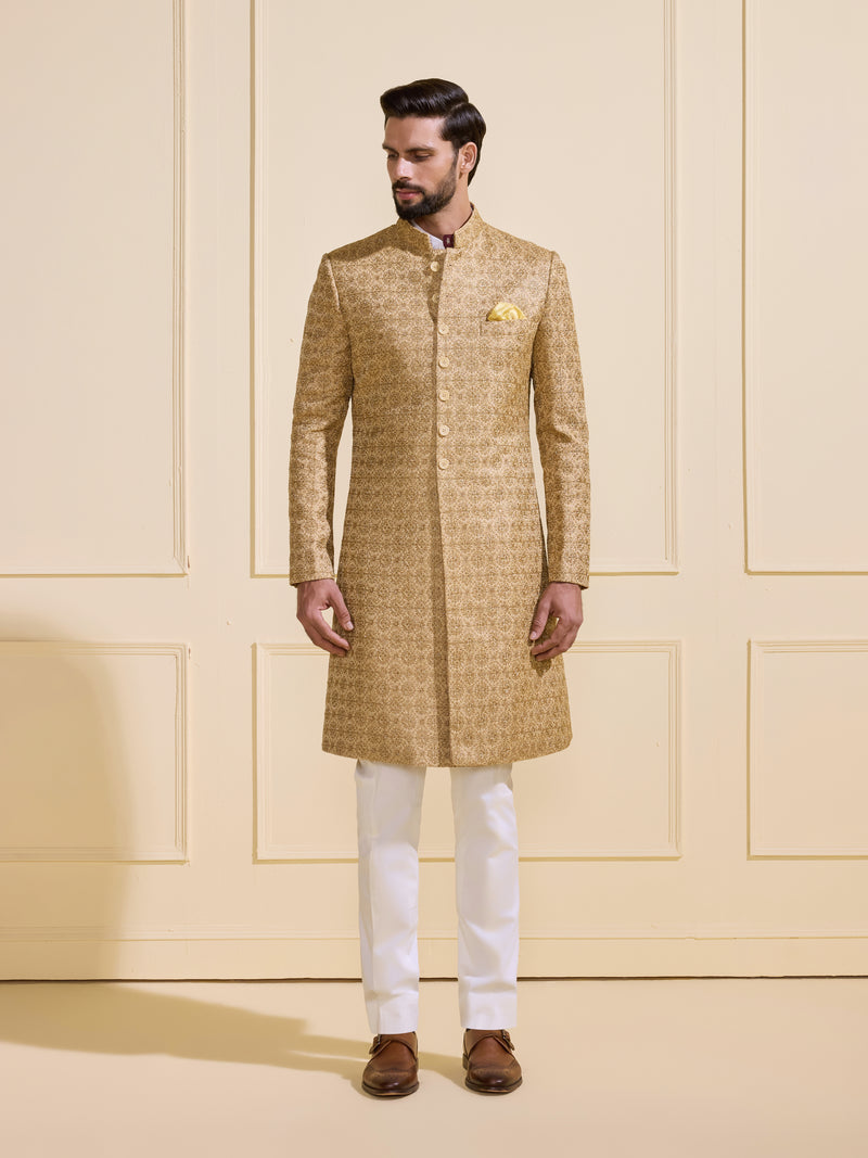 AURIC ELEGANCE: THE GILDED BROCADE ACHKAN