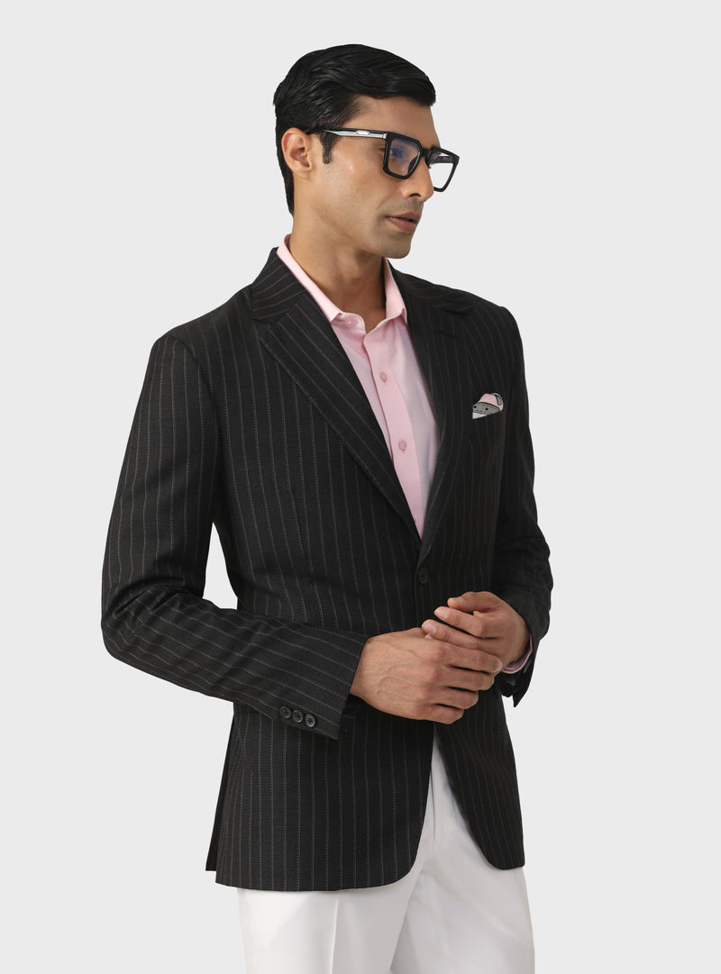 ELITE TRAVELLER'S PINSTRIPE WOOL JACKET