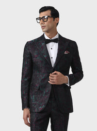 SARTORIAL SPLENDOUR THE BESPOKE WINE MULTICOLOURED TUXEDO JACKET