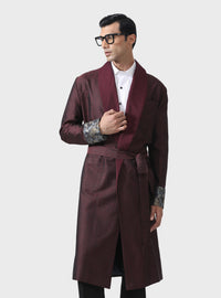 WINE MAROON SILK ROBE