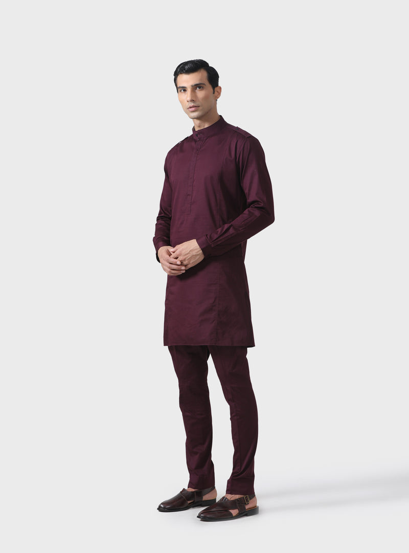 ELITE COMFORT THE BESPOKE MAROON COTTON PATHANI SUIT