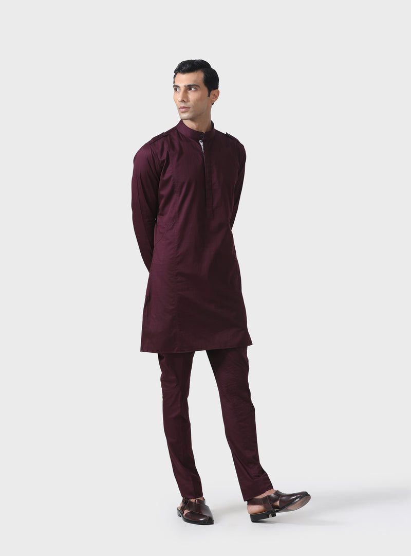 ELITE COMFORT THE BESPOKE MAROON COTTON PATHANI SUIT