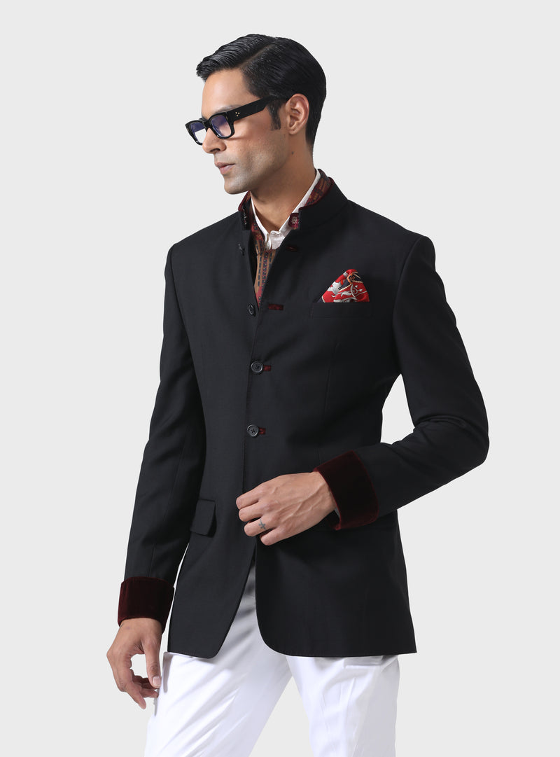 ELEGANT HANDMADE BANDHGALA BLACK JACKET