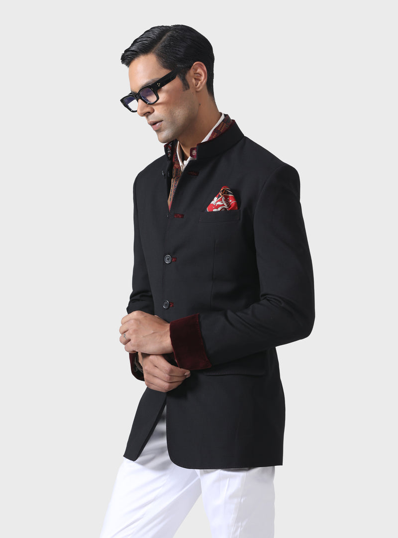 ELEGANT HANDMADE BANDHGALA BLACK JACKET