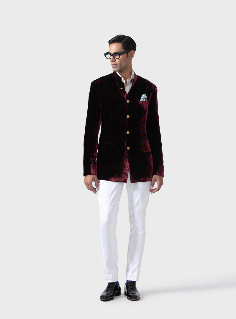 CLASSIC ELEGANCE HANDMADE VELVET BANDHGALA JACKET