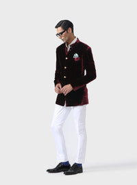 CLASSIC ELEGANCE HANDMADE VELVET BANDHGALA JACKET