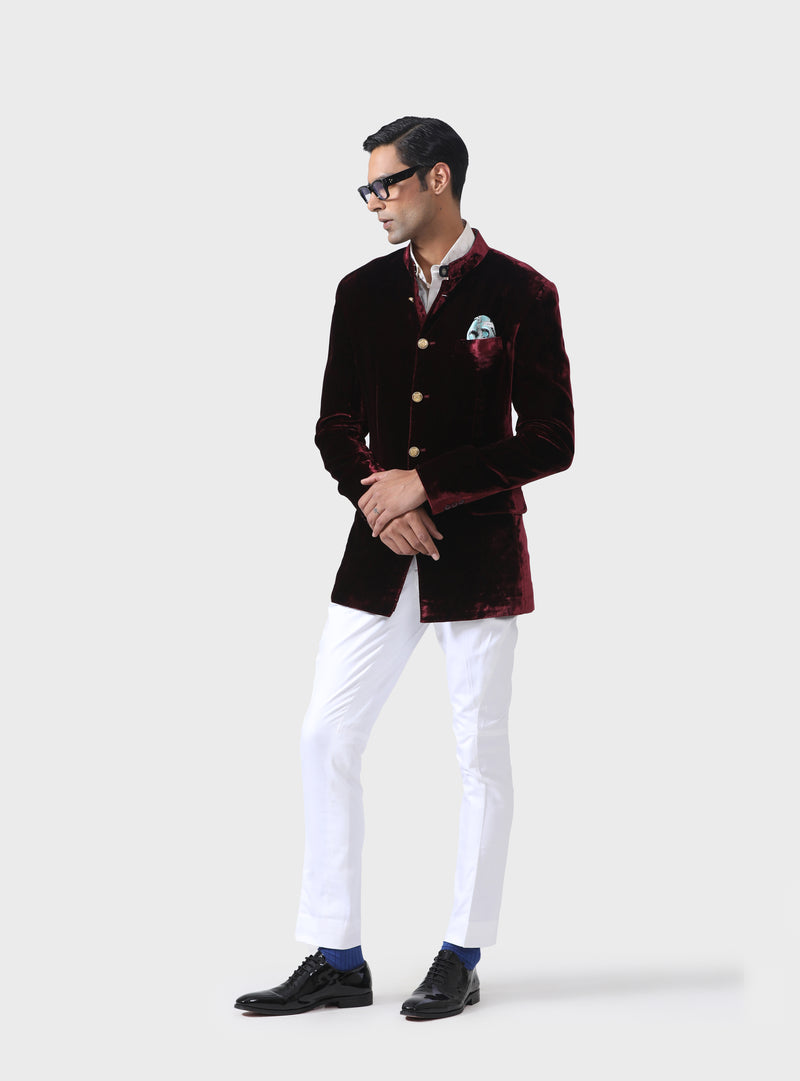 CLASSIC ELEGANCE HANDMADE VELVET BANDHGALA JACKET