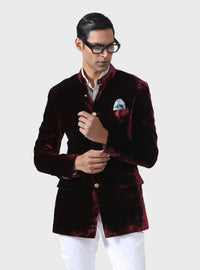 CLASSIC ELEGANCE HANDMADE VELVET BANDHGALA JACKET