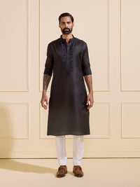 MIDNIGHT NOIR CHARM: THE EMBROIDERED BLACK KURTA