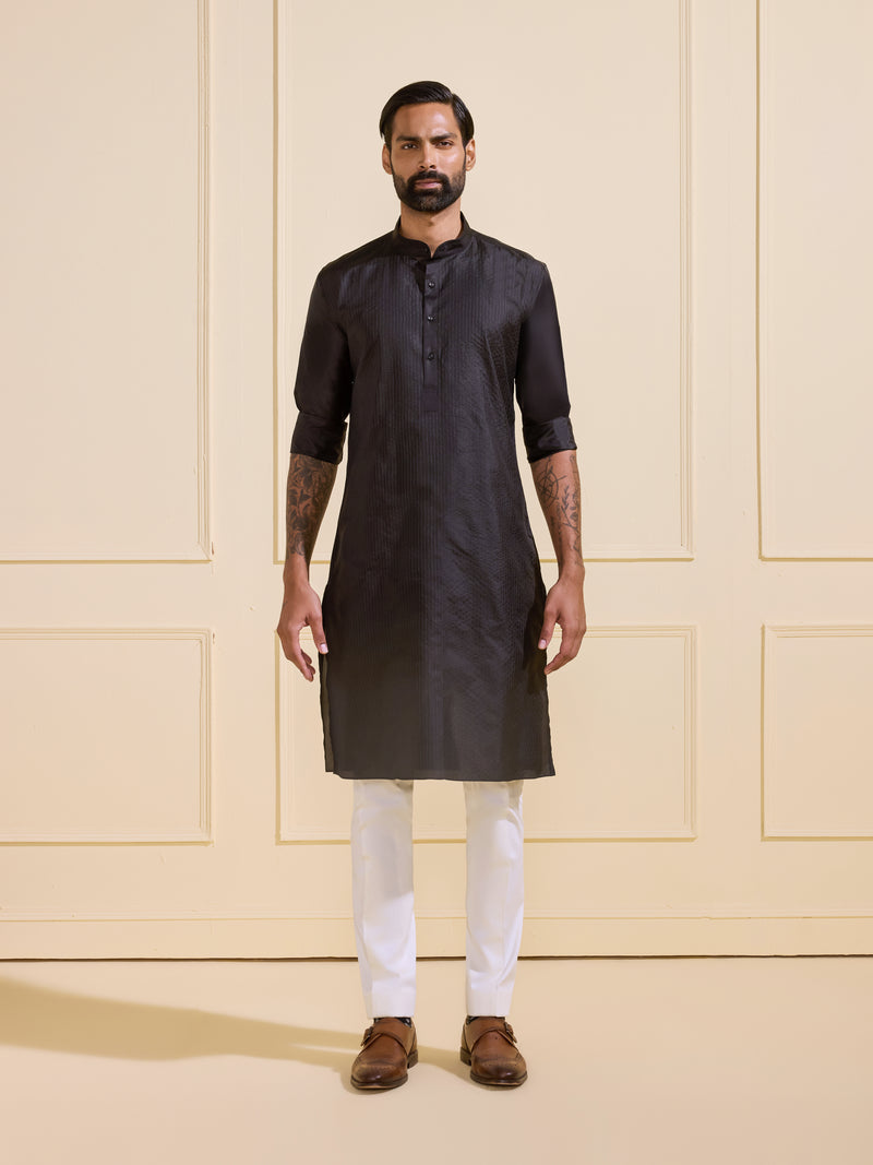 ECLIPSED ALLURE: TAILORED BLACK KURTA