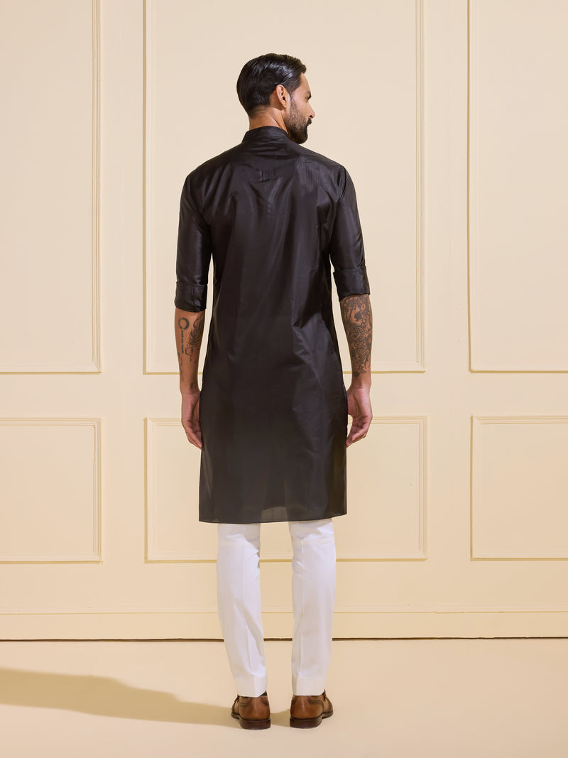 ECLIPSED ALLURE: TAILORED BLACK KURTA