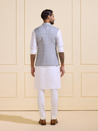 THE CERULEAN TOUCH: TEXTURED GREY WAISTCOAT