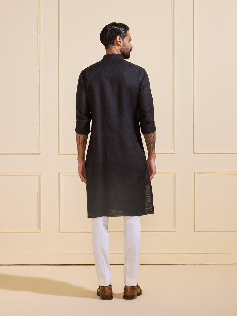 THE GILDED NIGHT: REGAL BLACK KURTA