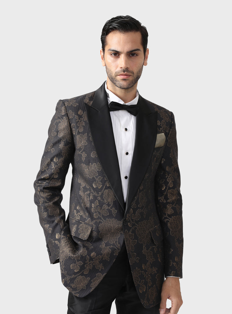 THE GOLD FOIL FLORA TUXEDO JACKET