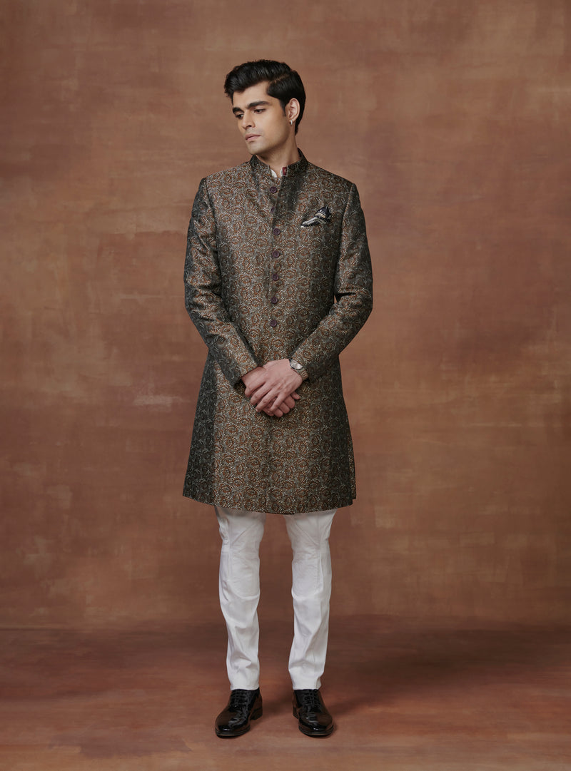 THE MOSAIC BROWN MULTI-COLOURED JACQUARD ACHKAN