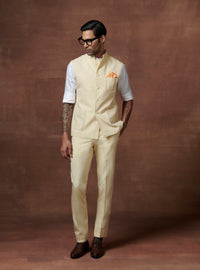 CHAMPAGNE REVERIE SARTORIAL LINEN WOOL WAISTCOAT