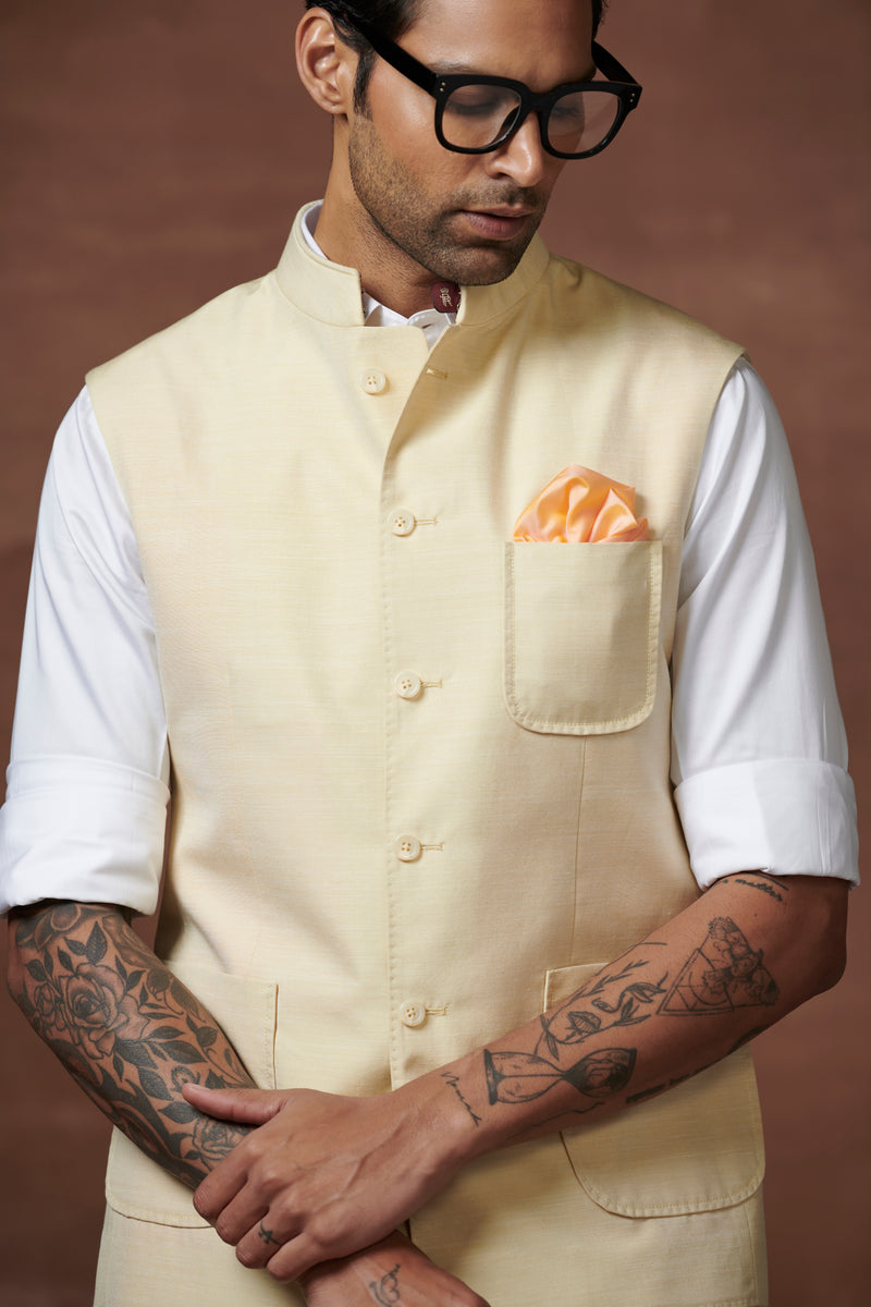 CHAMPAGNE REVERIE SARTORIAL LINEN WOOL WAISTCOAT