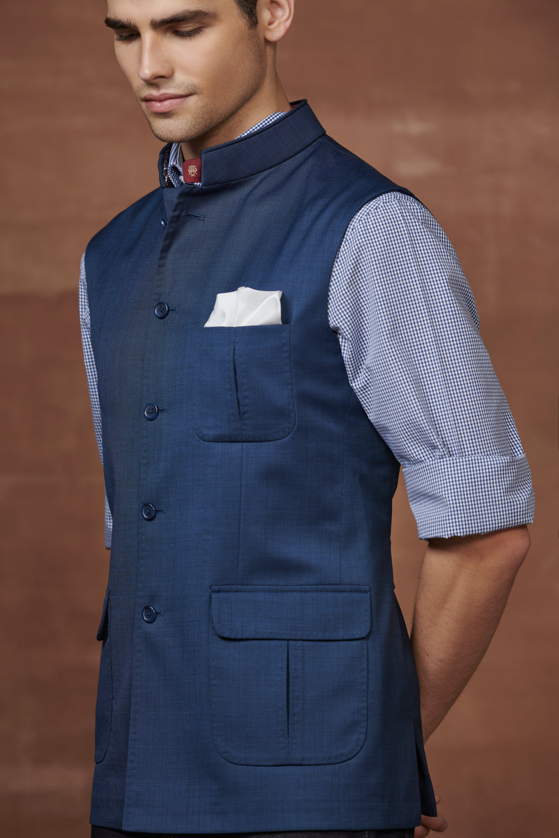 EXQUISITE NAVY BLUE SAFARI WAISTCOAT