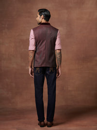 BORDEAUX TWO-TONE WAISTCOAT WITH PATCH POCKETS