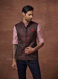 BORDEAUX TWO-TONE WAISTCOAT WITH PATCH POCKETS