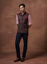 BORDEAUX TWO-TONE WAISTCOAT WITH PATCH POCKETS