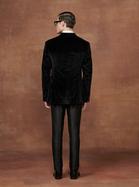 THE OPULENT MIDNIGHT BLACK VELVET TUXEDO JACKET