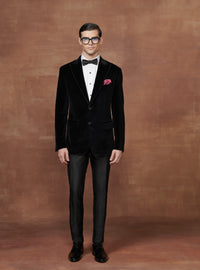 THE OPULENT MIDNIGHT BLACK VELVET TUXEDO JACKET