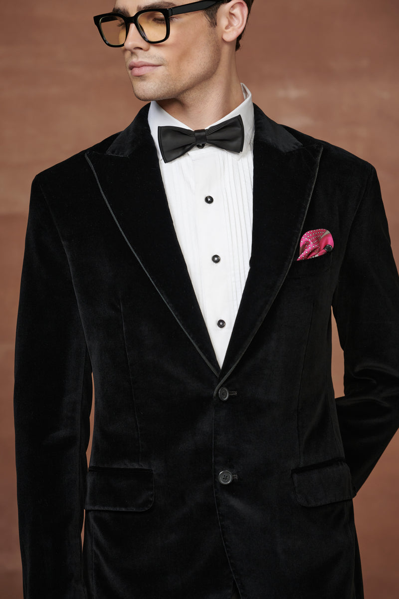 THE OPULENT MIDNIGHT BLACK VELVET TUXEDO JACKET