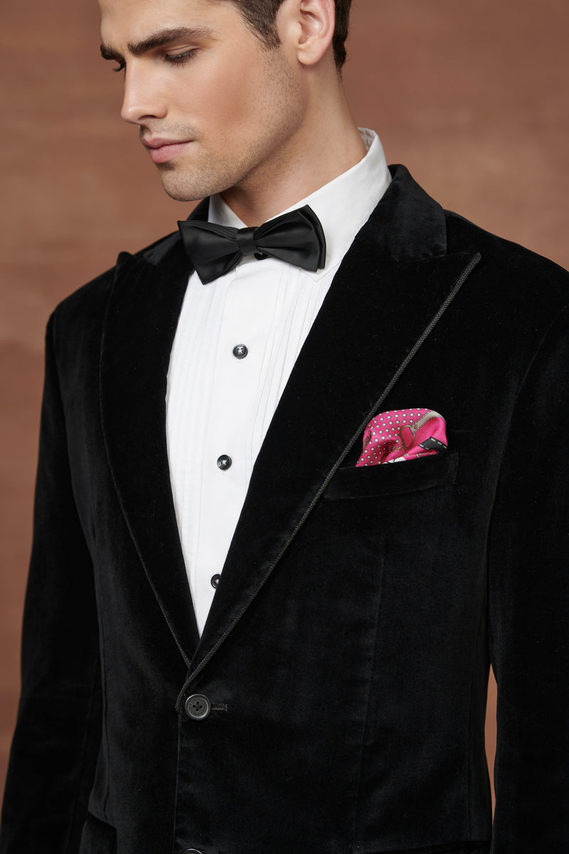 THE OPULENT MIDNIGHT BLACK VELVET TUXEDO JACKET