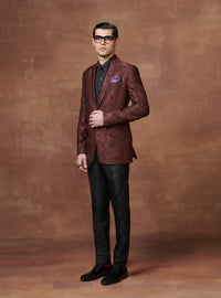 TIMELESS MAROON TEXTURED TUXEDO JACKET