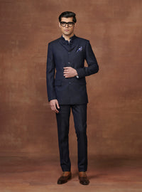 THE BESPOKE NAVY WOOLLEN BANDHGALA SUIT