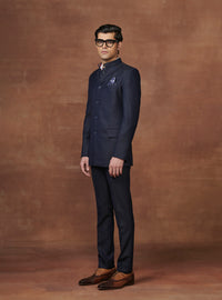 THE BESPOKE NAVY WOOLLEN BANDHGALA SUIT