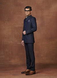 THE BESPOKE NAVY WOOLLEN BANDHGALA SUIT