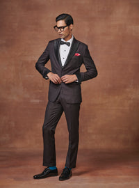 RADIANT OPULENCE THE WINE METALLIC GABARDINE TUXEDO