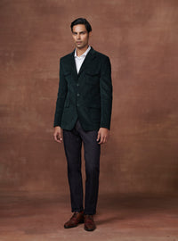 ENCHANTING DARK GREEN CORDUROY HUNTING JACKET