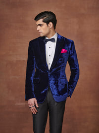 MAJESTIC MIDNIGHT ROYAL BLUE TUXEDO JACKET