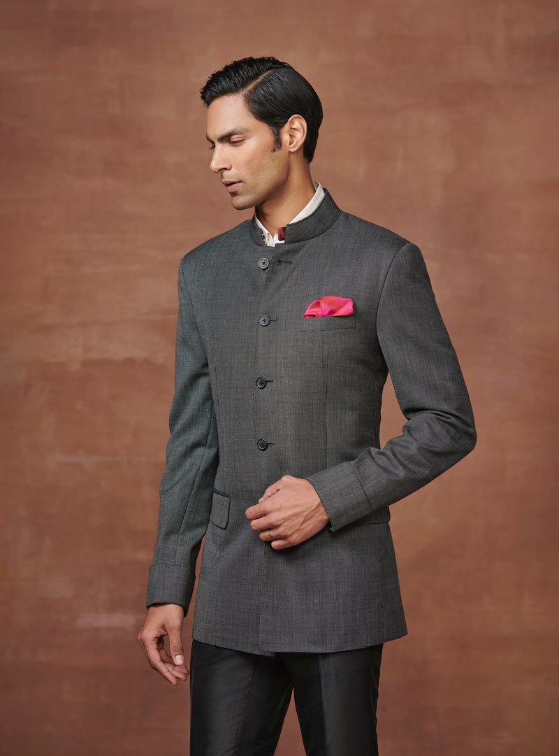 CHARCOAL WOOLLEN BANDHGALA JACKET