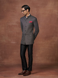 CHARCOAL WOOLLEN BANDHGALA JACKET