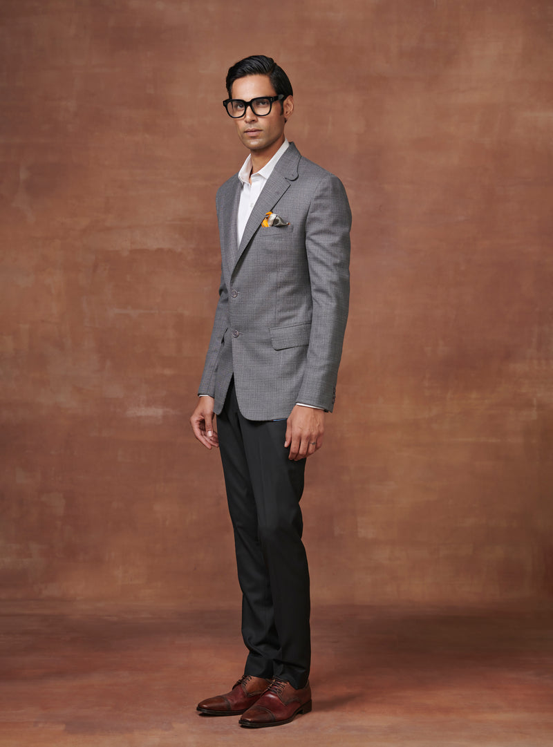 REGAL ADVENTURER’S GREY WOOL TUXEDO JACKET