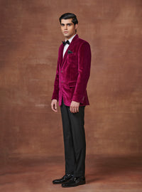 REGAL BORDEAUX VELVET TUXEDO JACKET