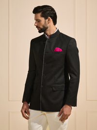 JODHPURI OPULENT SHEEN BLACK BANDHGALA