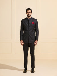 THE JET-BLACK ARISTOCRAT: A SLEEK BANDHGALA SUIT