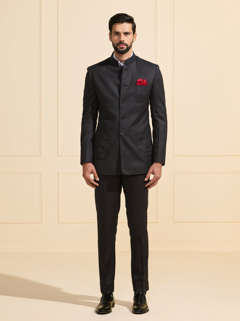 THE JET-BLACK ARISTOCRAT: A SLEEK BANDHGALA SUIT