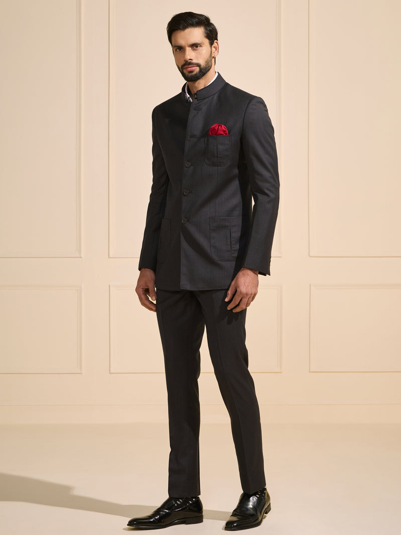 THE JET-BLACK ARISTOCRAT: A SLEEK BANDHGALA SUIT