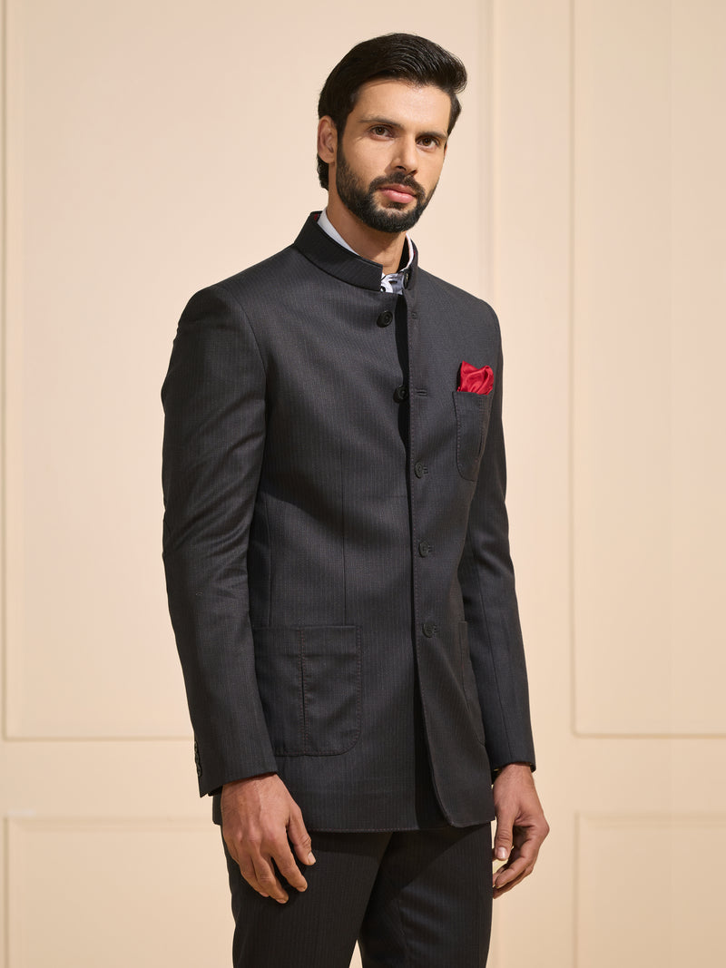 THE JET-BLACK ARISTOCRAT: A SLEEK BANDHGALA SUIT