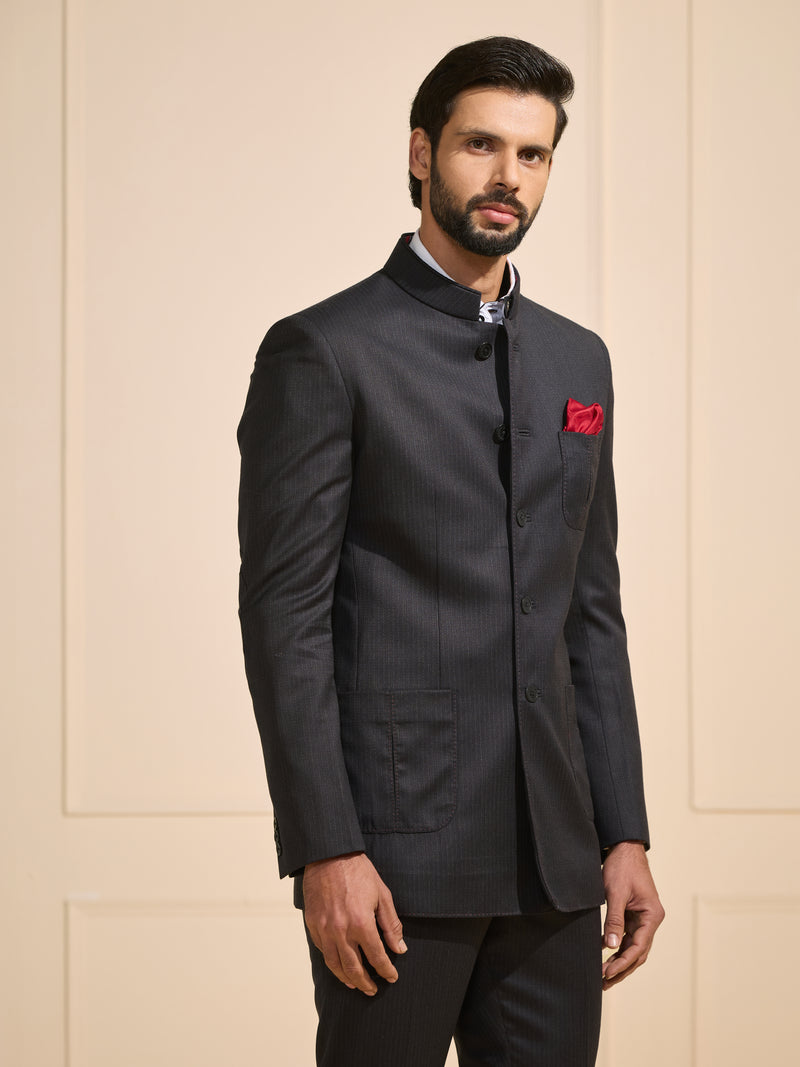 THE JET-BLACK ARISTOCRAT: A SLEEK BANDHGALA SUIT