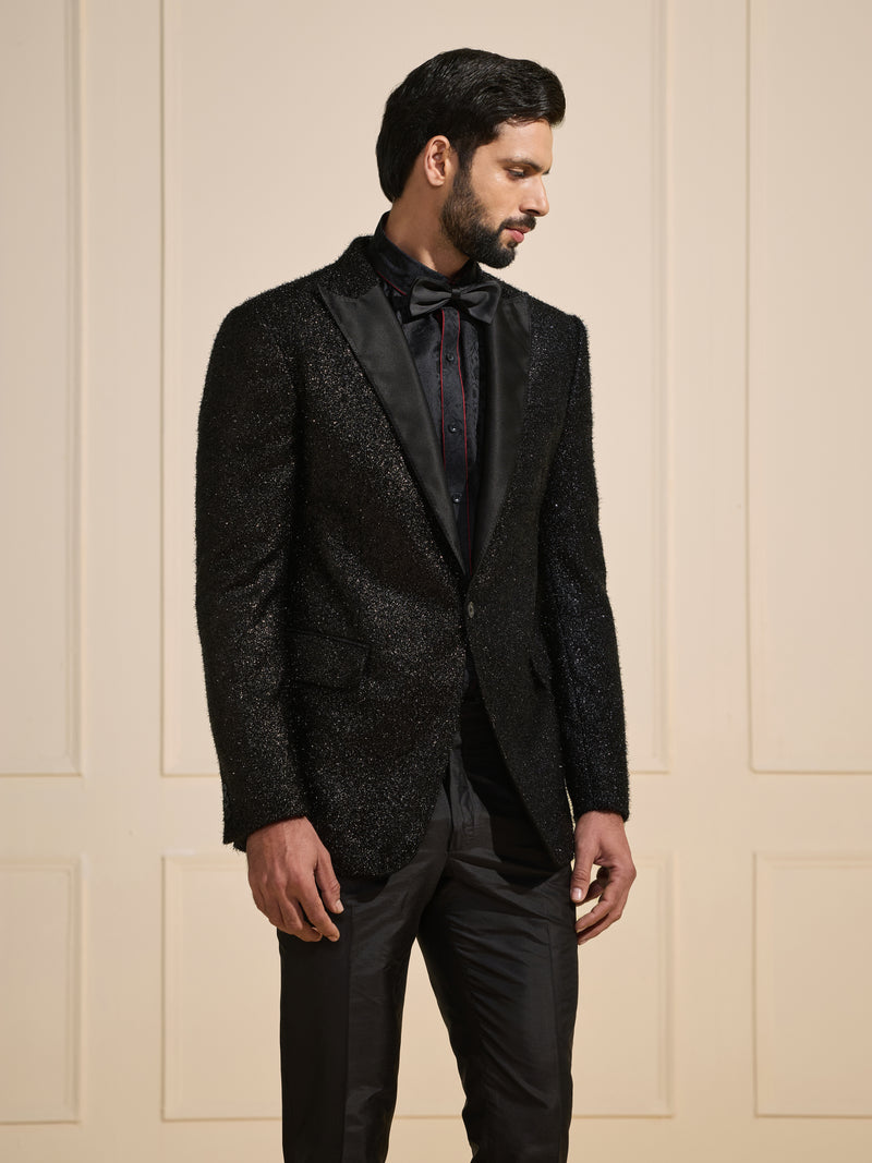 THE STARLIT NOIR: EMBELLISHED BLACK TUXEDO JACKET