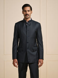 THE SOVEREIGN BLACK BANDHGALA WITH FLAP POCKETS