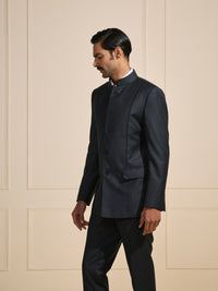 THE SOVEREIGN BLACK BANDHGALA WITH FLAP POCKETS