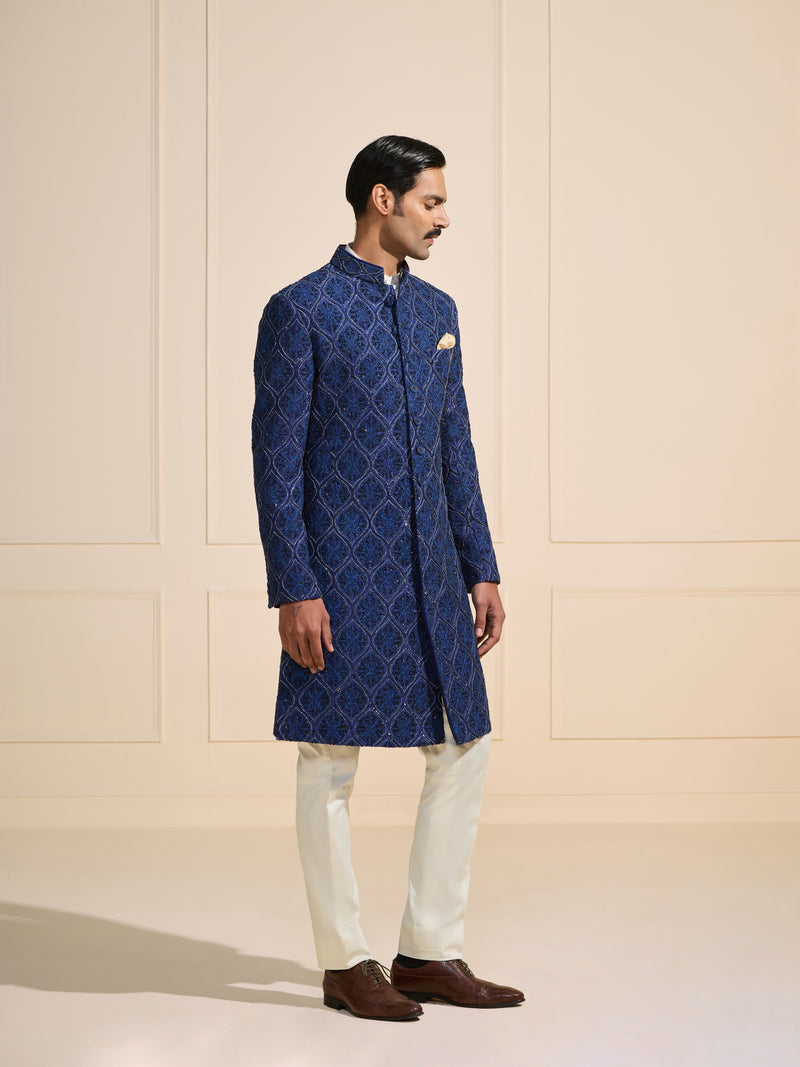 THE AZURE REGALIA BESPOKE PATTERNED ACHKAN